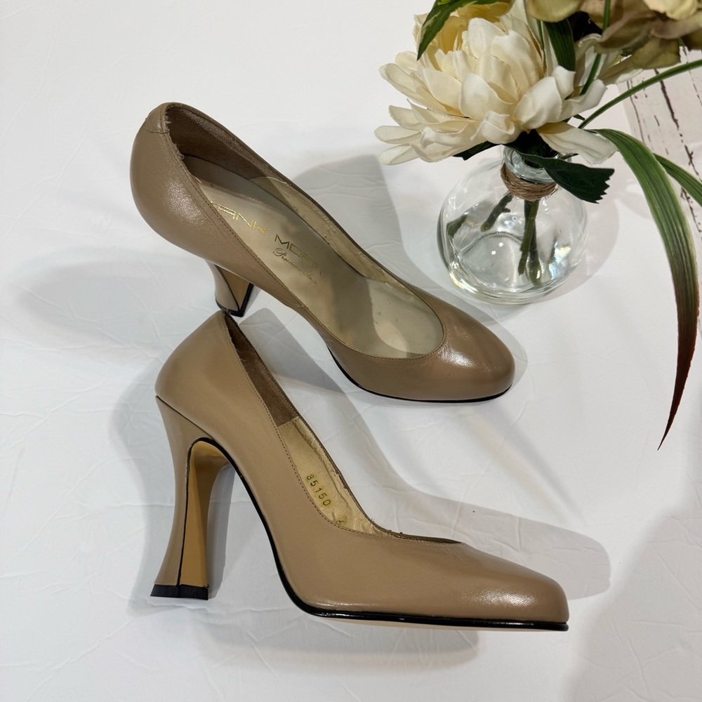 Vintage Frank Mora Tan Leather Women's Heels 6